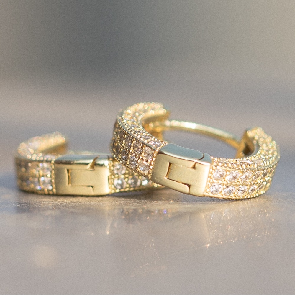 Small Gold Lab Diamond Hoop Earrings